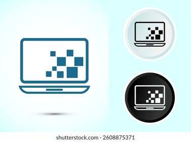Laptop icon design illustration, computer icon for apps and websites, Color black and white