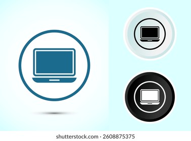 Laptop icon design illustration, computer icon for apps and websites, Color black and white