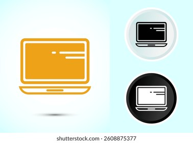 Laptop icon design illustration, computer icon for apps and websites, Color black and white