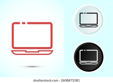Laptop icon design illustration, computer icon for apps and websites, Color black and white