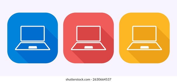 Laptop icon design illustration, computer sign symbol for apps and websites in shadow button design