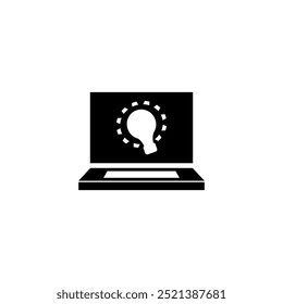 laptop icon design and light bulb symbol