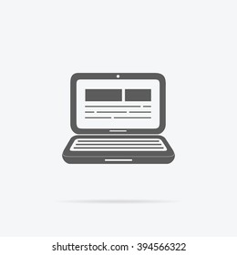 Laptop icon design line thin. Computer isolated, notebook screen, technology internet web device, mobile communication, vector illustration logo