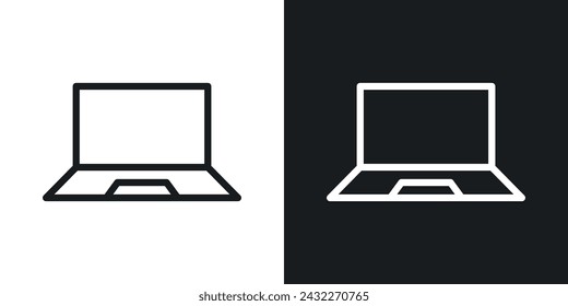 Laptop Icon Designed in a Line Style on White background.