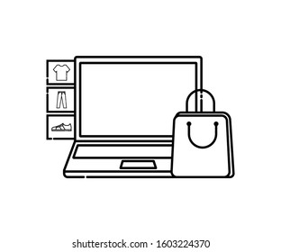 The laptop icon displays an online shopping icon