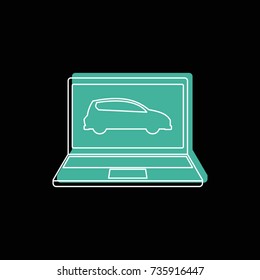 Laptop icon. Doodle illustration of Laptop vector icon for web isolated on black background