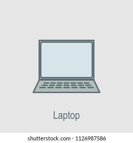 Laptop icon. Element of computer parts with name icon for mobile concept and web apps. Filled outline Laptop icon can be used for web and mobile on gray background