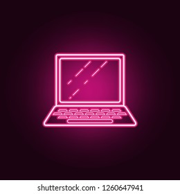 a laptop icon. Elements of Media in neon style icons. Simple icon for websites, web design, mobile app, info graphics
