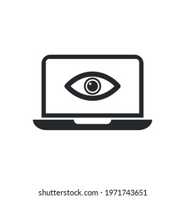 Laptop icon with eye. Vector Illustraton