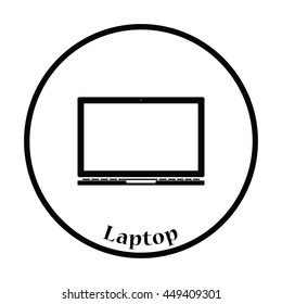 Laptop icon. Flat color design. Vector illustration. Thin circle design. Vector illustration.
