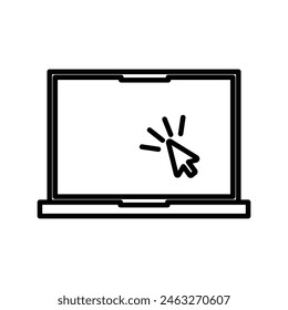 Laptop icon flat design silhouette illustration on white background 