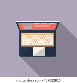 laptop icon. Flat design style modern vector illustration. Isolated on stylish color background. Flat long shadow icon. Elements in flat design.