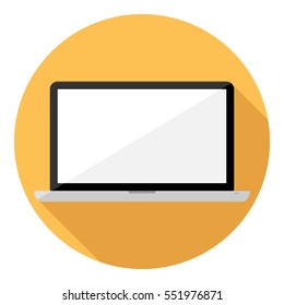 Laptop icon . Flat design style modern vector illustration. Isolated on stylish color background. Flat long shadow icon. Elements in flat design.