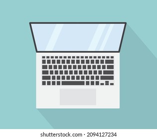 laptop icon flat lay view- vector illustration