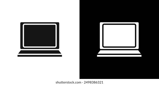 Laptop icon flat line symbol set.