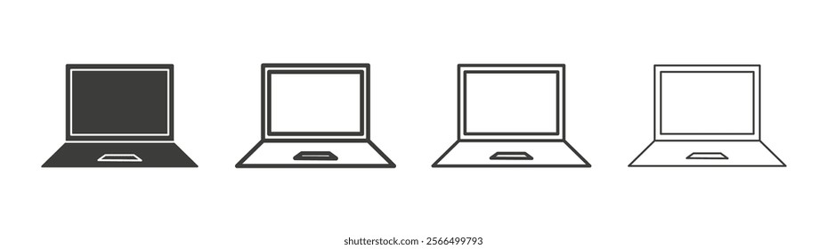 Laptop icon flat and linear vector illustration on white background.