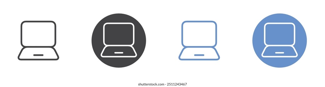 Laptop icon Flat set in black and white color
