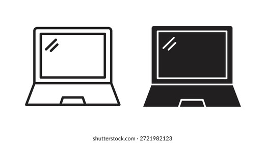Icono del ordenador portátil icono plano simple. Versión Liner - Vector de stock.