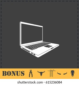 Laptop icon flat. Simple vector symbol and bonus icon