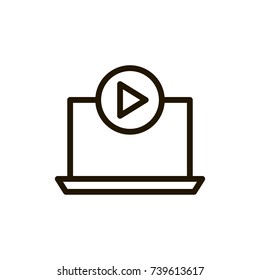 Laptop icon flat icon. Single high quality outline symbol of computer for web design or mobile app. Thin line signs of technology for design logo, visit card, etc. Outline logo of internet