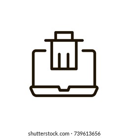 Laptop icon flat icon. Single high quality outline symbol of computer for web design or mobile app. Thin line signs of technology for design logo, visit card, etc. Outline logo of internet
