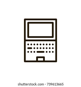 Laptop icon flat icon. Single high quality outline symbol of computer for web design or mobile app. Thin line signs of technology for design logo, visit card, etc. Outline logo of internet