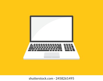 Laptop icon in flat style. Computer vector illustration on isolated background. Workspace sign business concept.