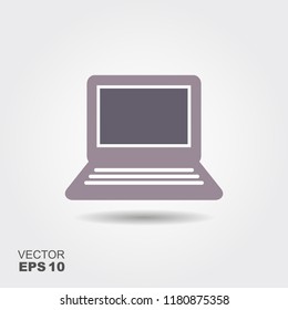 Laptop Icon in flat style isolated on grey background. Vector illustration