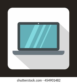 Laptop icon in flat style on a white background