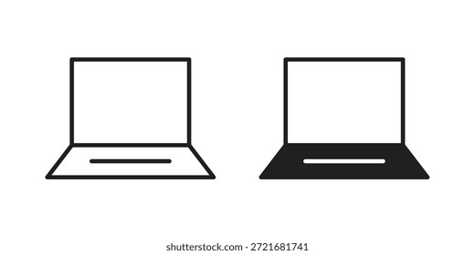 Icono del ordenador portátil plano y delgado paquete de Vector de carrera. Conjunto de iconos editables