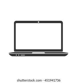 Laptop icon. Flat vector illustration in black on white background. EPS 10