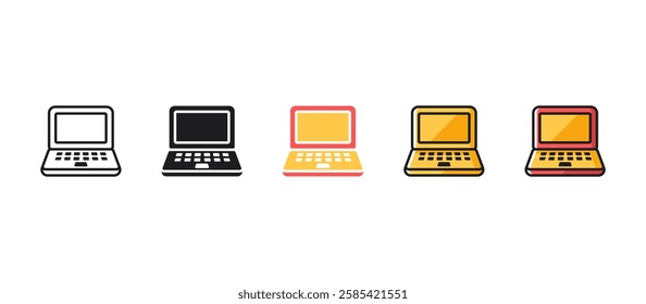 Laptop icon in flat vector style, symbolizing online learning, education, technology, and digital study. Perfect for back to school, e-learning, remote work, and classroom themes.