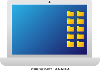 laptop icon with folder icon on screen