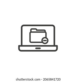 Laptop icon with folder icon on white background