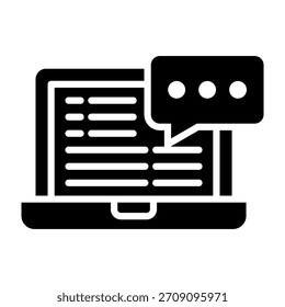 Ilustración vectorial de diseño de glifo de icono de computadora portátil