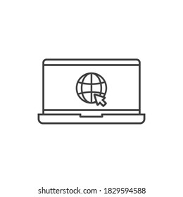 Laptop icon with go to web icon symbol, Notebook with go to web sign, electronic business concept, vector illustration