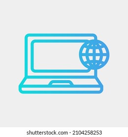 Laptop icon in gradient style about social media, use for website mobile app presentation