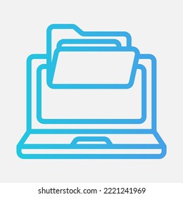 Laptop-Icon im Farbverlauf-Stil zu Ordnern, Verwendung für mobile App-Präsentation auf der Website