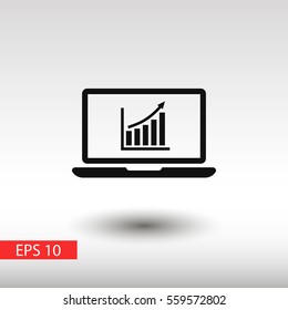  Laptop Icon With Graph On The Screen