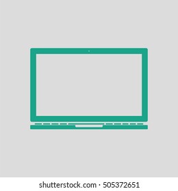 Laptop icon. Gray background with green. Vector illustration.
