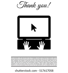 Laptop Icon with hand
