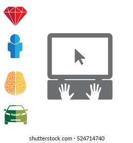 Laptop Icon with hand