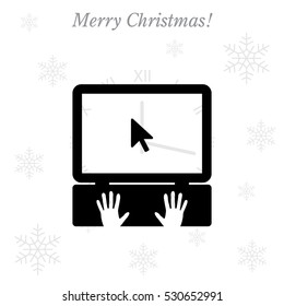 Laptop Icon with hand