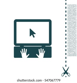 Laptop Icon with hand
