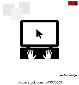 Laptop Icon with hand