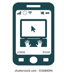Laptop Icon with hand