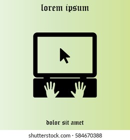 Laptop Icon with hand