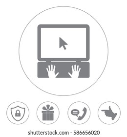 Laptop Icon with hand
