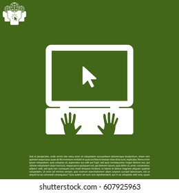 Laptop Icon with hand
