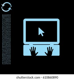 Laptop Icon with hand